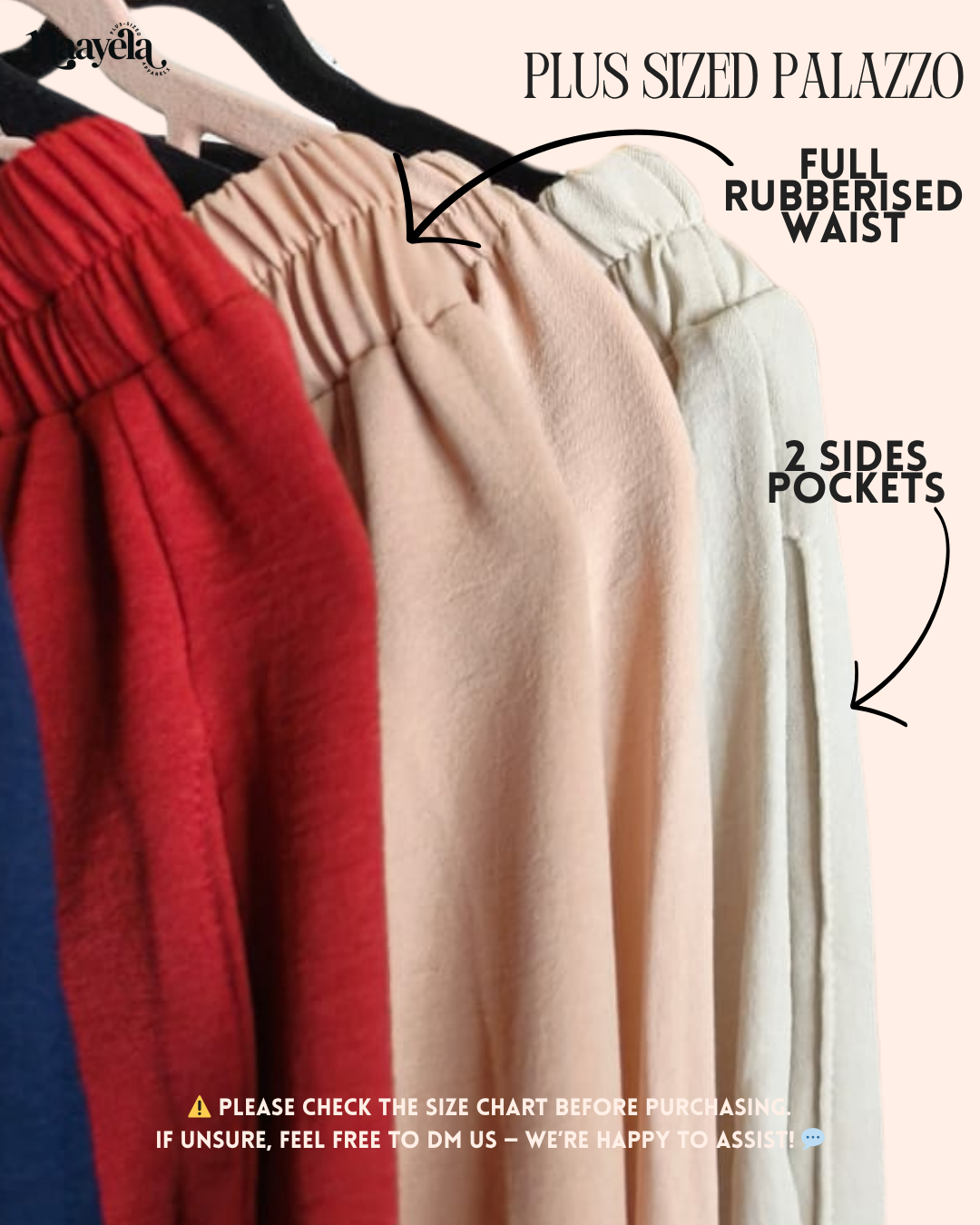 PLUS SIZED PALAZZO - FIT UP TO 180KG - CHECK SIZE CHART