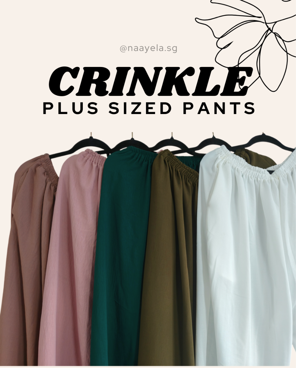 [NAAYELA.SG] PLUS SIZE CRINKLE PANTS -  XL TO XXXL