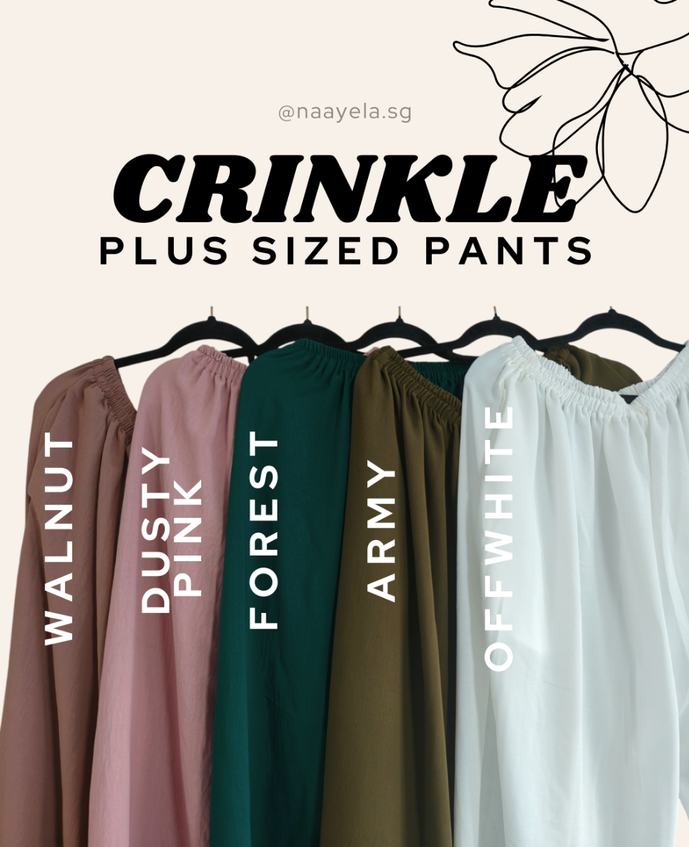 [NAAYELA.SG] PLUS SIZE CRINKLE PANTS -  XL TO XXXL