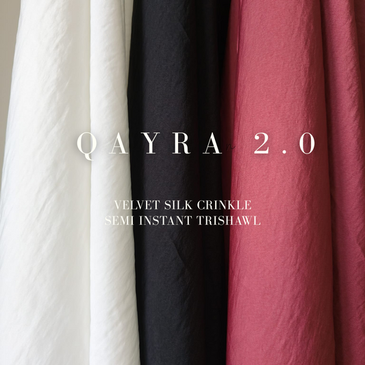 QAYRAH 2.0 - SEMI INSTANT TRISHAWL -  VELVET SILK CRINKLE