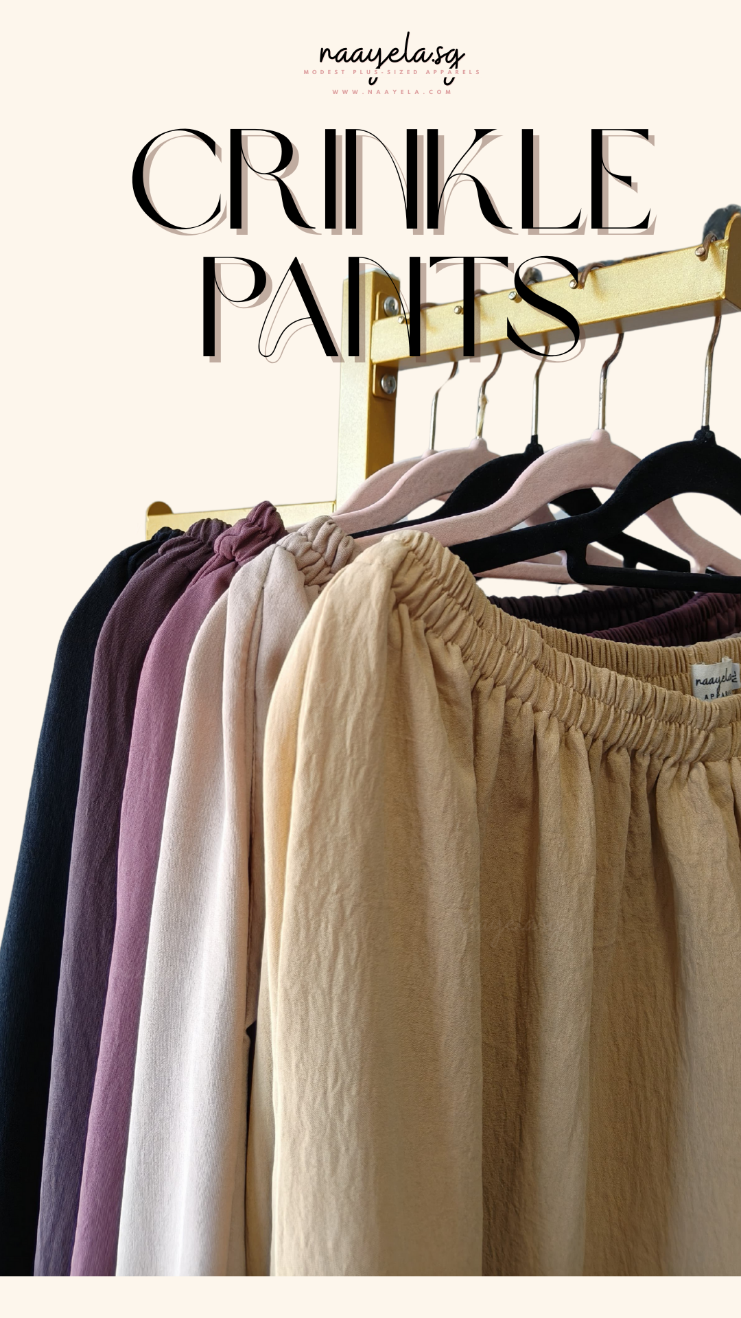 [NAAYELA.SG] PLUS SIZE CRINKLE PANTS -  XL TO XXXL